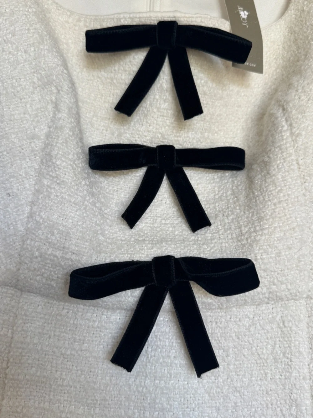 NWT | J. CREW Women’s Sophia Dress with Velvet Bows in Tweed | Ivory | Size 4 - Picture 5 of 16